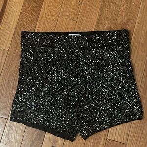 Black Sequin High-Waist Micro Mini Shorts